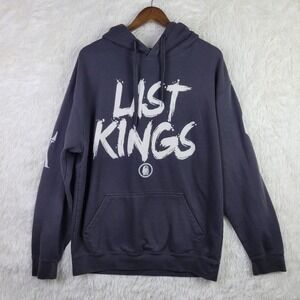Last Kings Mens XXL Charcoal Black Graphic Hoodie Streetwear Pharaoh Pullover